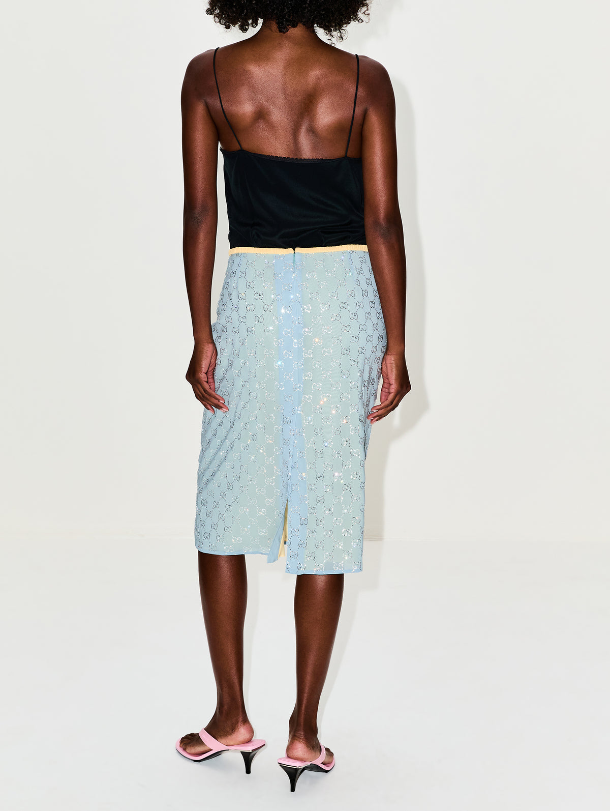 Rhinestone GG Skirt,GUCCI,BLUE,Image 4