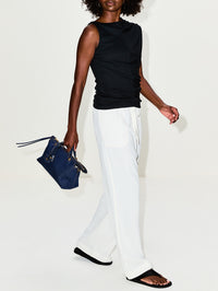 Woven Drawstring Trouser,TOTÉME,MERINGUE,Image 3