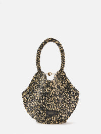 Mini Lotus Raffia Tote,KHAITE,BLACK WHITE,Image 1