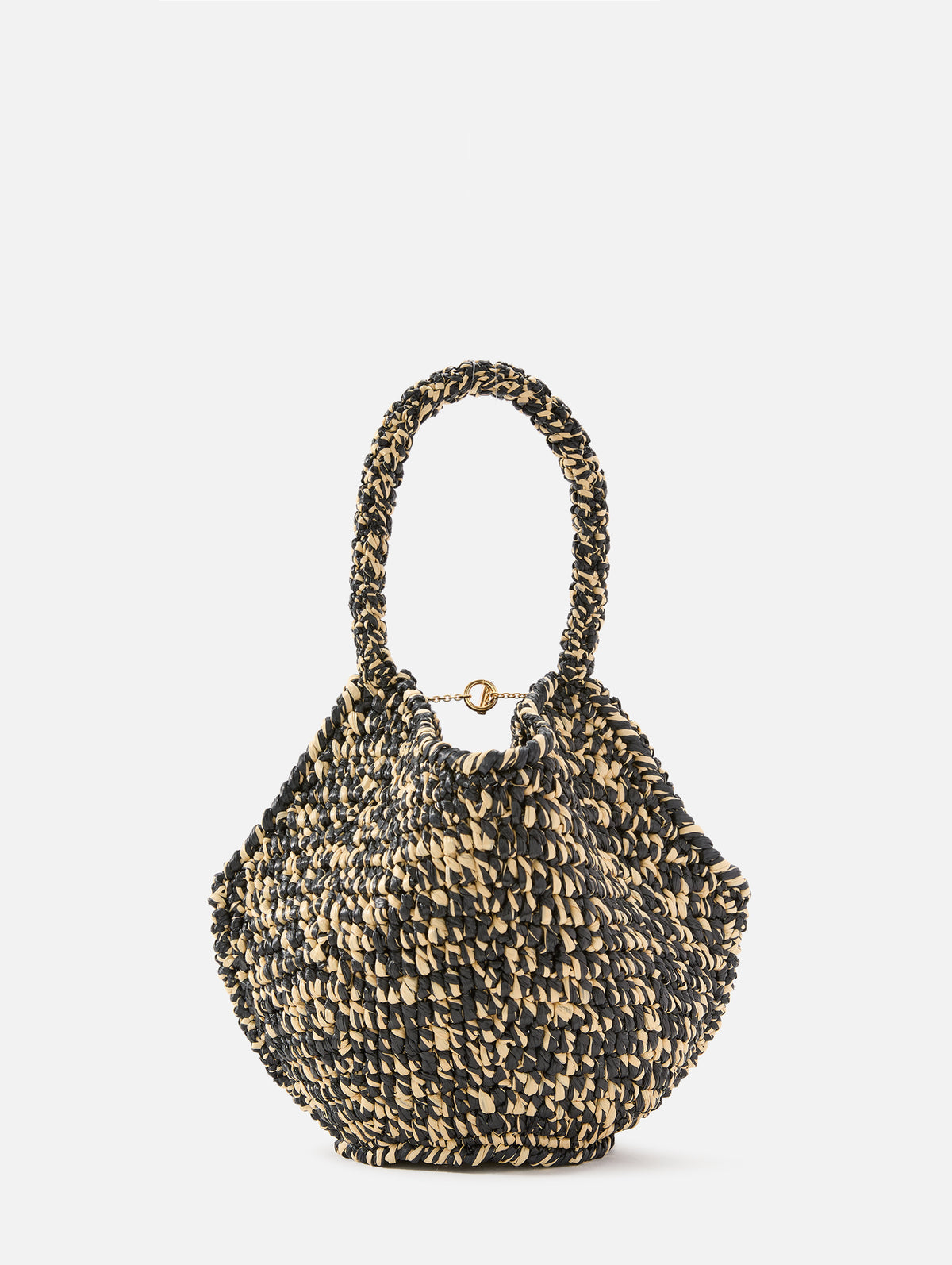 Mini Lotus Raffia Tote,KHAITE,BLACK WHITE,Image 2