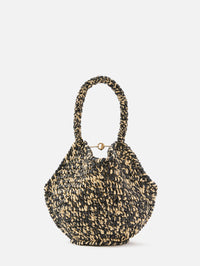Mini Lotus Raffia Tote,KHAITE,BLACK WHITE,Image 2