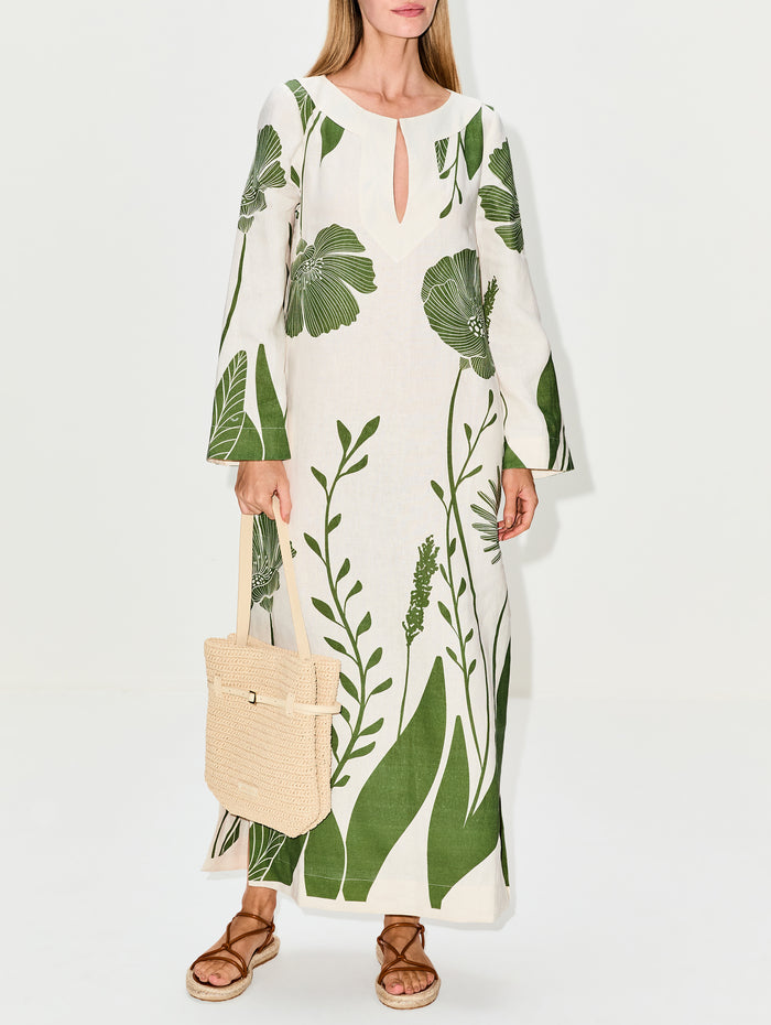 Que Energia Dress,ANDRES OTALORA,GREEN FLORAL BORDER,Image 1