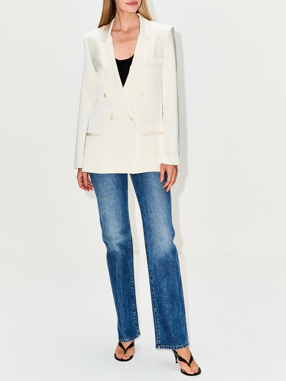Double Breasted Blazer,LAPOINTE,CREAM,Image 2