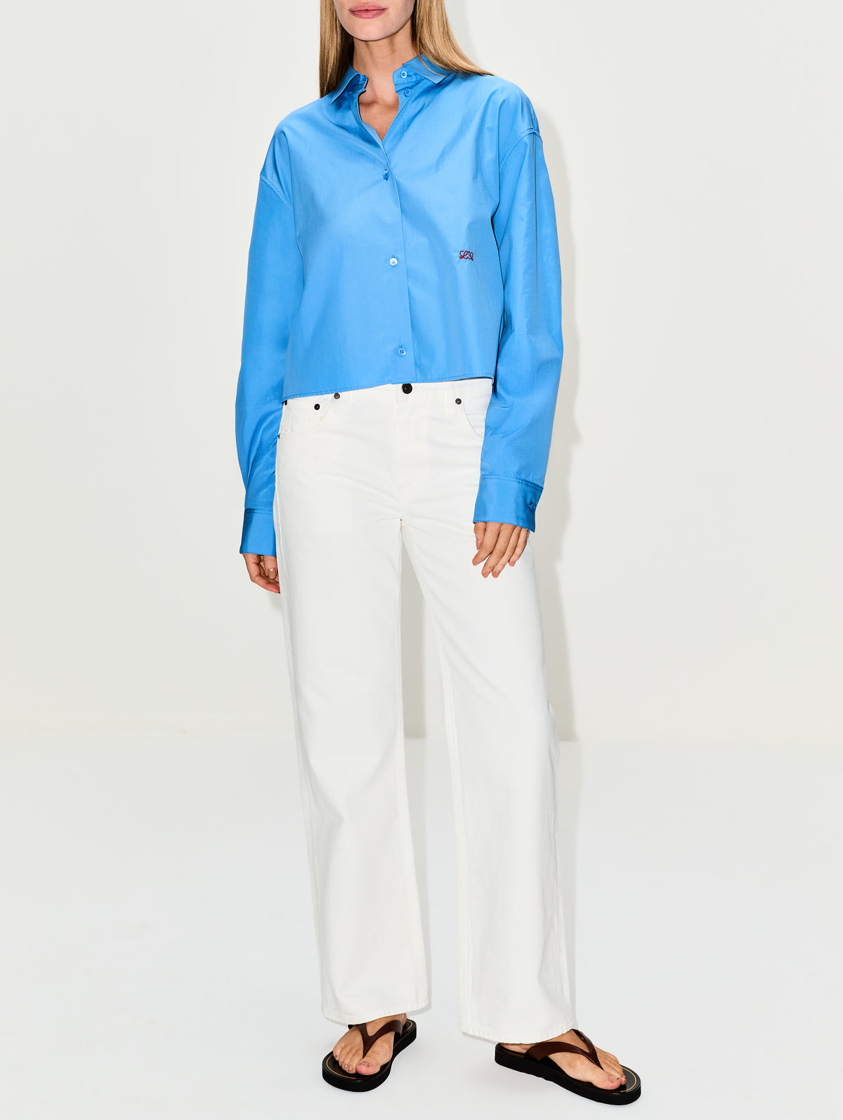 Cropped Shirt,LOEWE,BLUE,Image 2