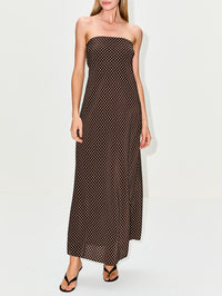 Bias Column Dress,MATTEAU,POLKA DOT CHOCOLATE,Image 2
