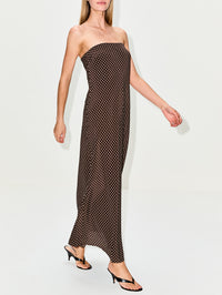 Bias Column Dress,MATTEAU,POLKA DOT CHOCOLATE,Image 3