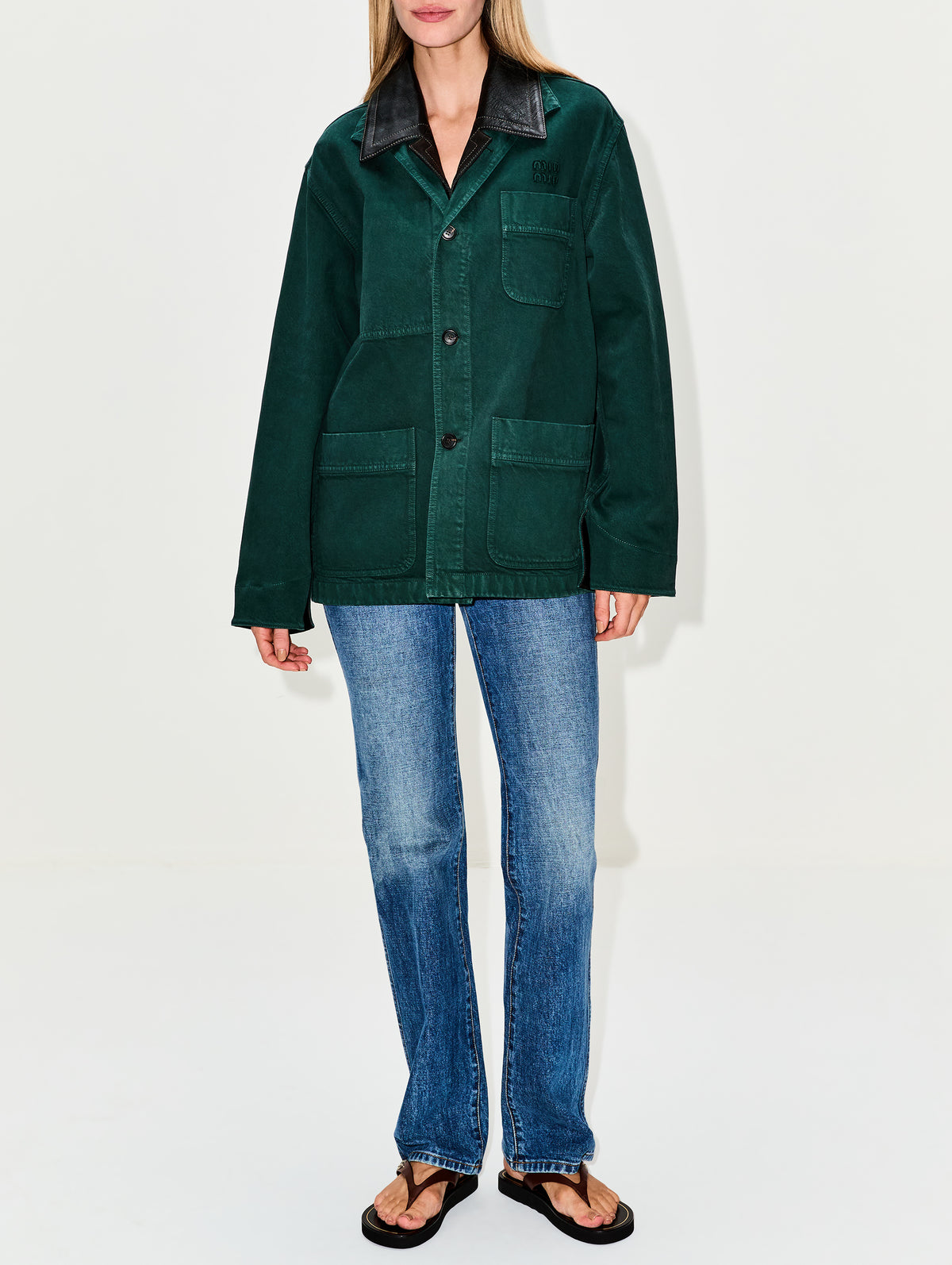 Gabardine Barn Jacket,MIU MIU,BOTTIGLIA,Image 2