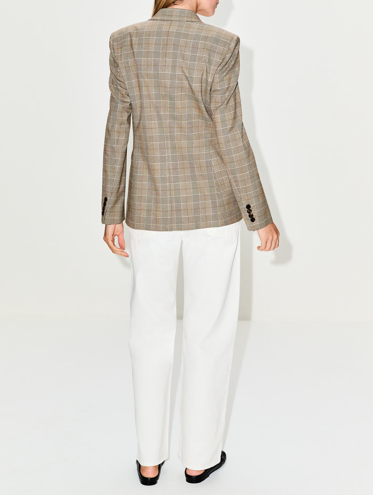 Anabel Tailored Jacket,NILI LOTAN,GREY OCHRE CHECK,Image 3