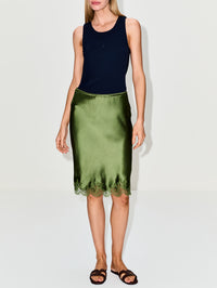 Lace Silk Skirt,SAINT LAURENT,KHAKI,Image 2