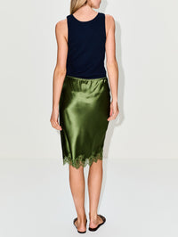 Lace Silk Skirt,SAINT LAURENT,KHAKI,Image 4