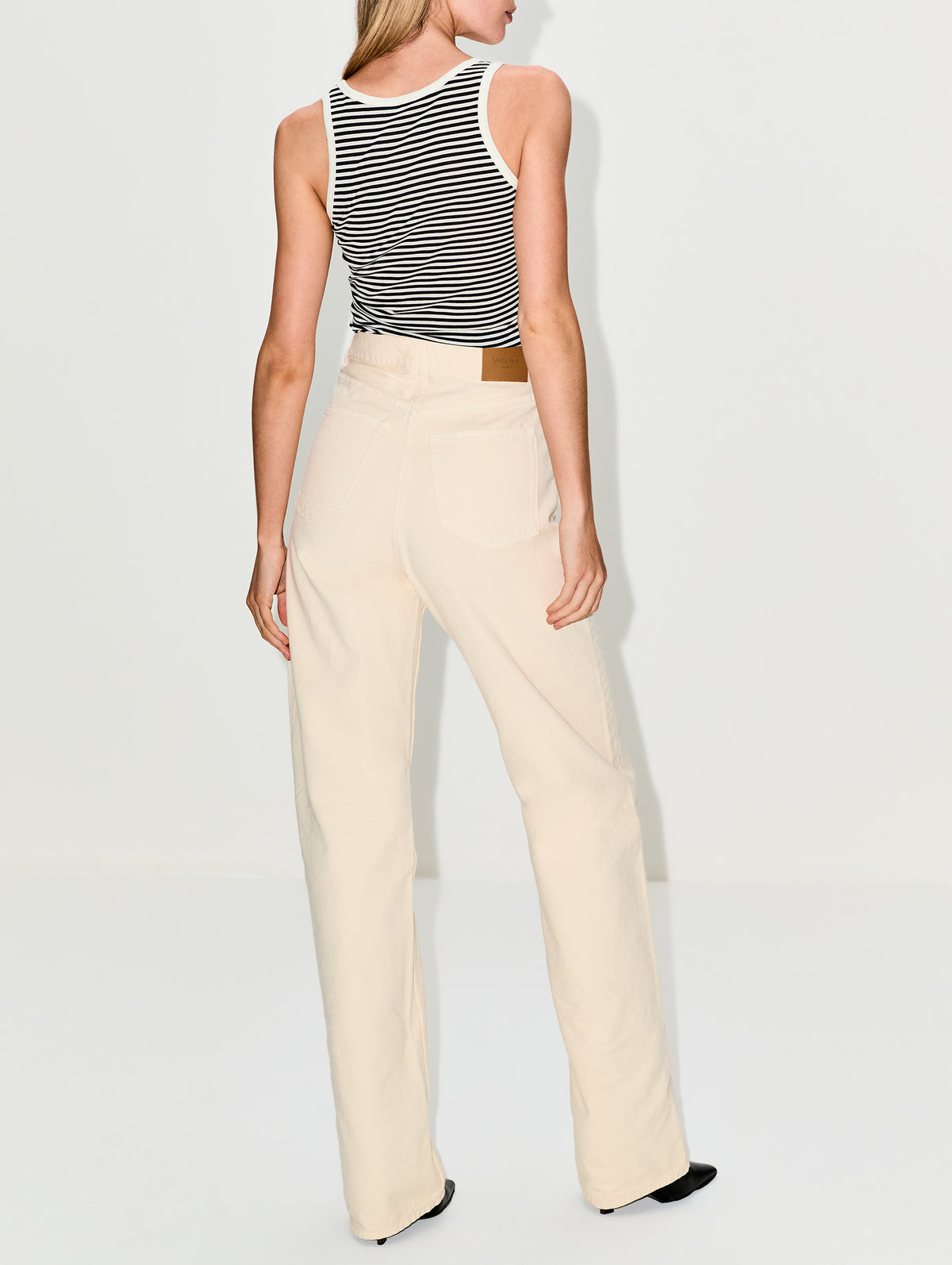 V Waist Baggy Jean,SAINT LAURENT,FRENCH VANILLA,Image 3