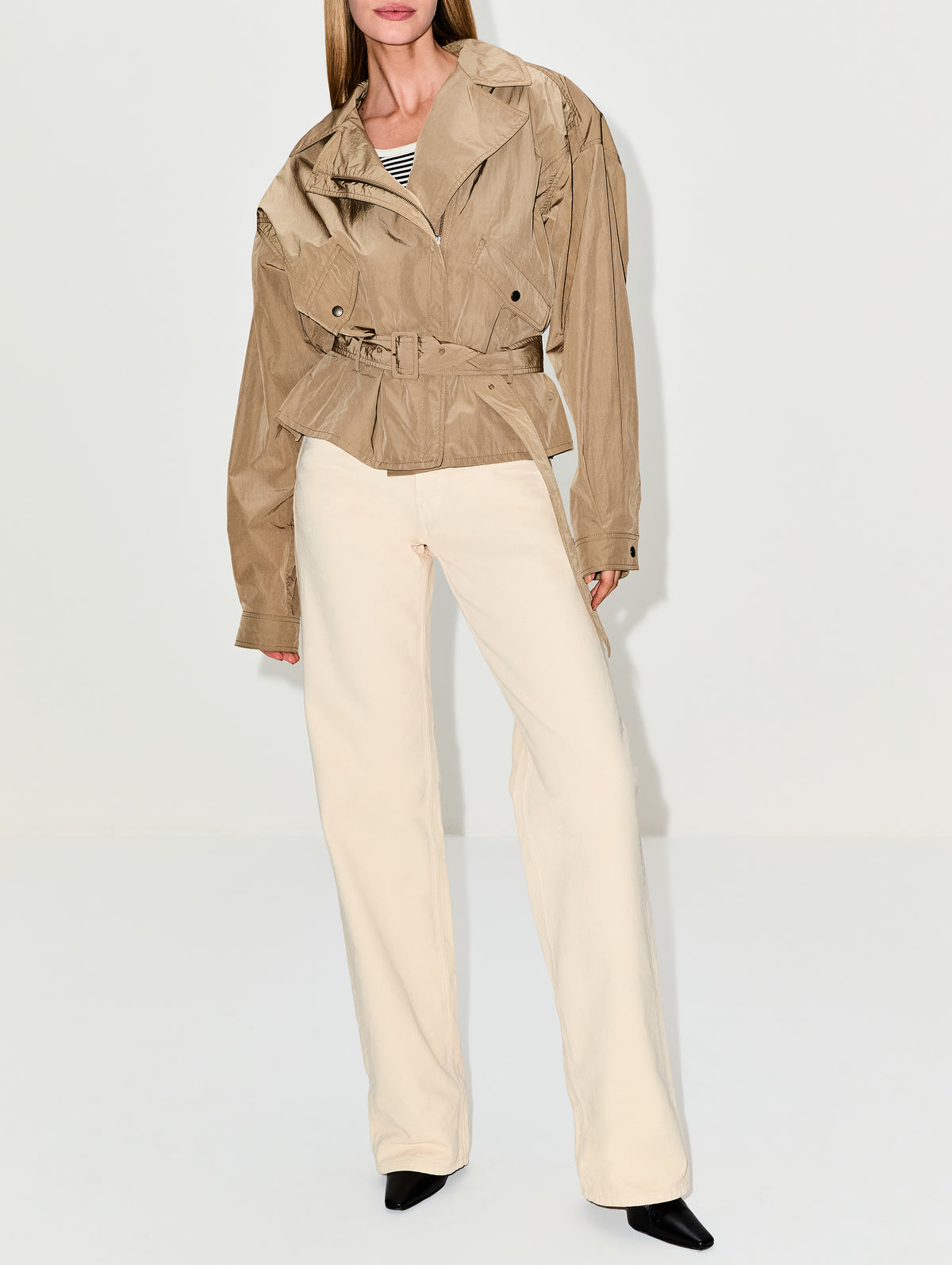 Veste Poches A Rabat Jacket,SAINT LAURENT,ICE BROWN,Image 2