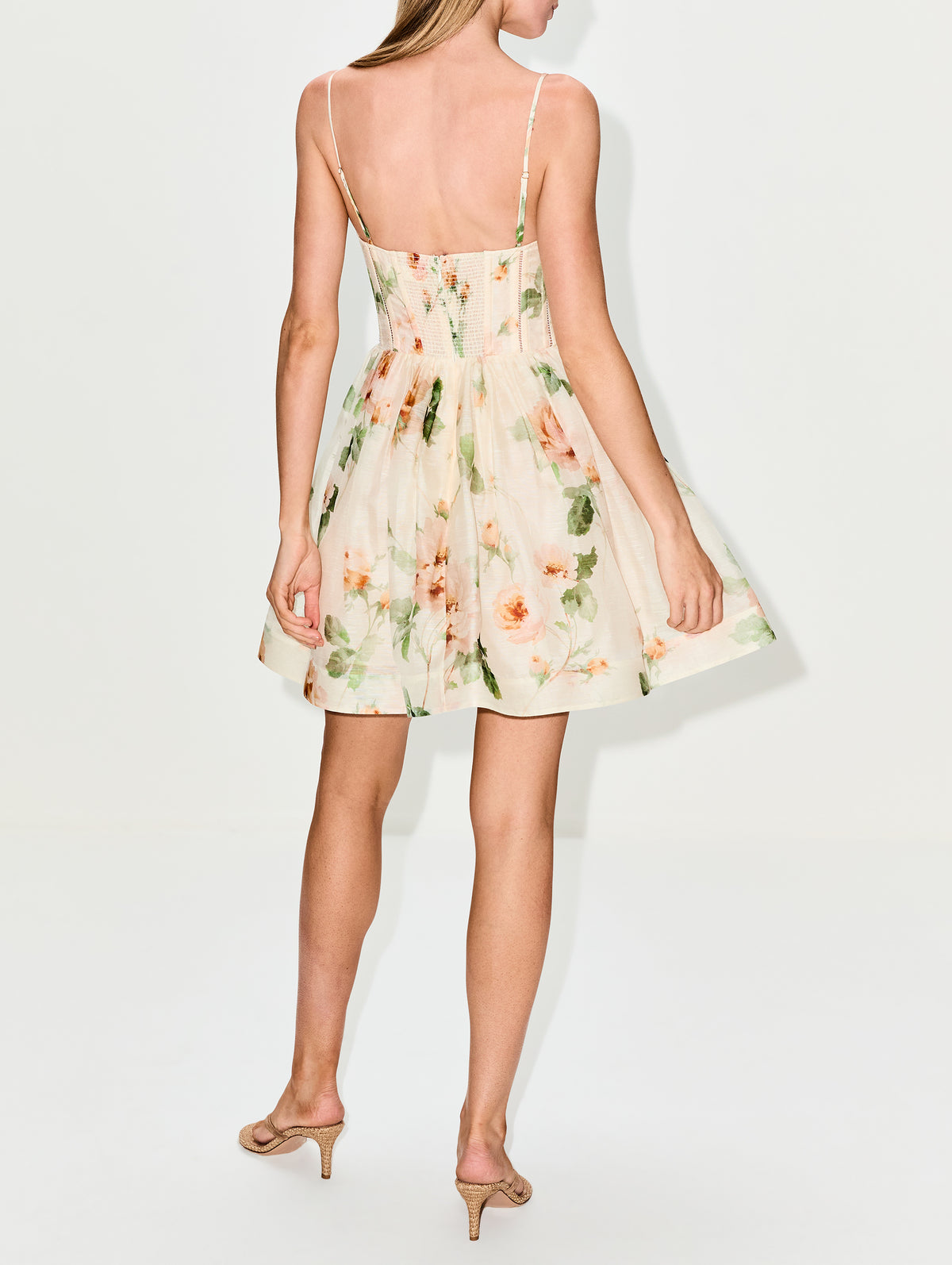 Carousel Corset Mini Dress,ZIMMERMANN,CREAM ROSE,Image 4