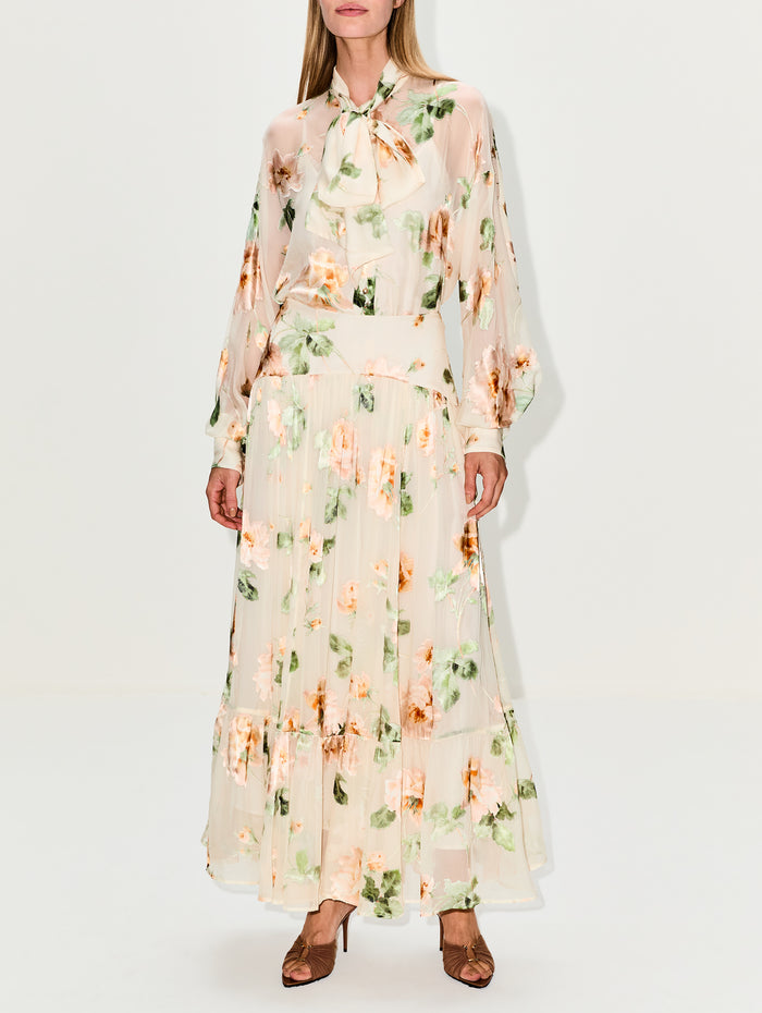 Carousel Burnout Midi Skirt,ZIMMERMANN,CREAM ROSE,Image 1