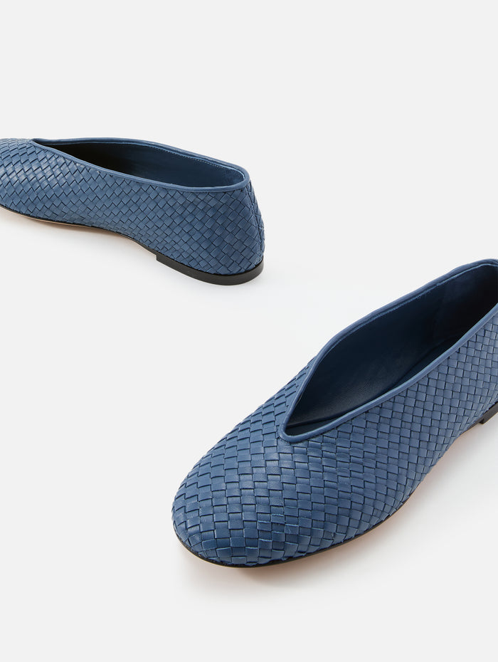 Rosa Ballerina Flat,BOTTEGA VENETA,BLUE VENEZ,Image 1