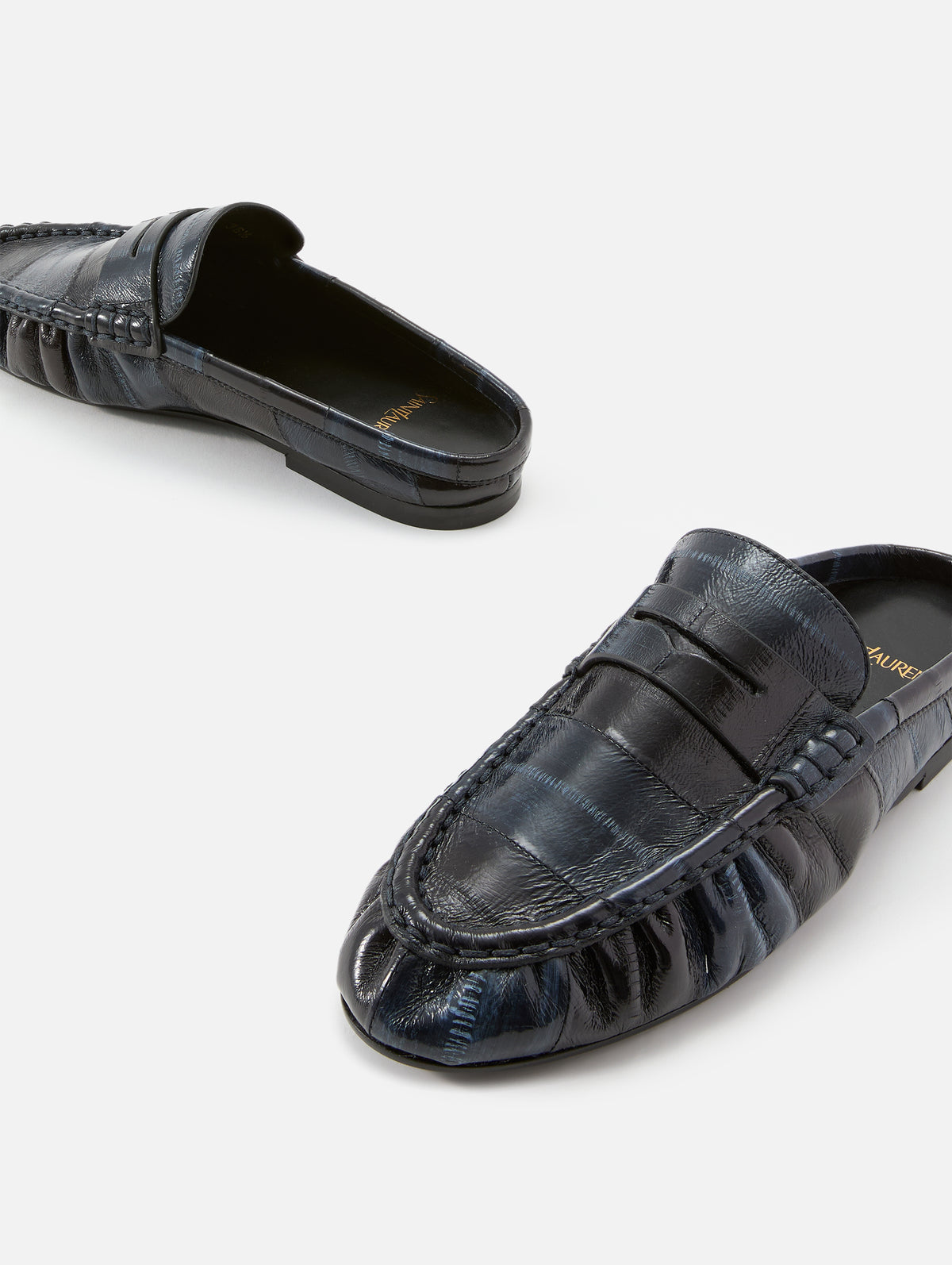 Le Loafer Mule,SAINT LAURENT,NAVY BLUE,Image 2