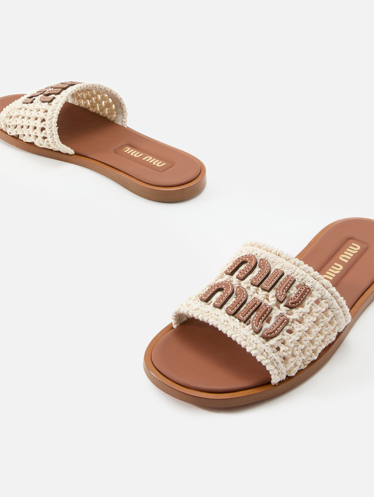 Crochet Logo Flat,MIU MIU,AVORIO,Image 2