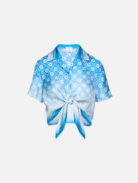 Cropped Knotted Shirt,CASABLANCA,GRADIENT DIAMOND MONOGRAM,Image 1