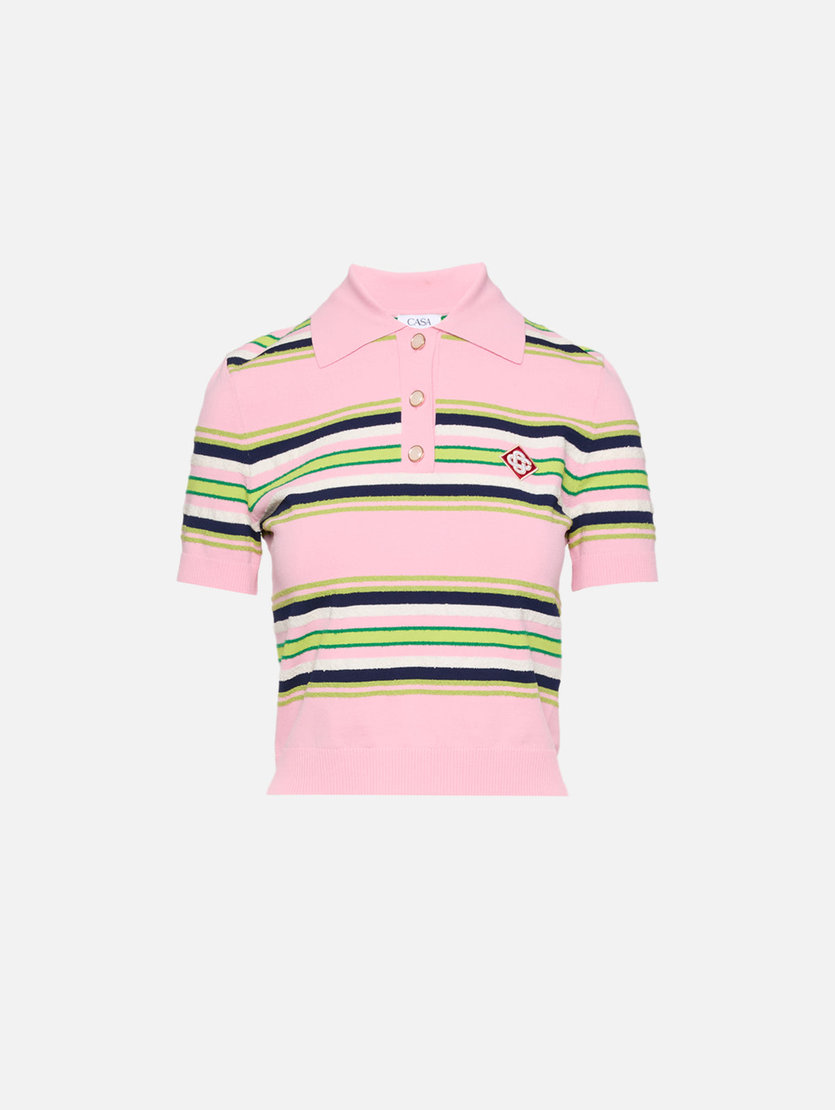 Stripe Fitted Polo,CASABLANCA,PINK MULTI,Image 1