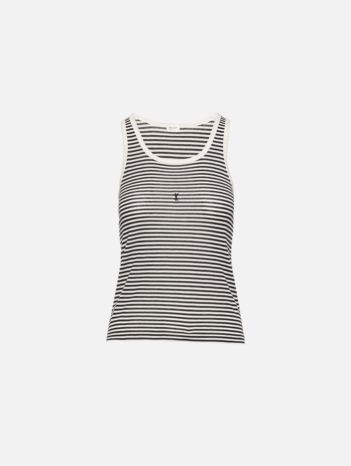 Broderie Cassandre Tank Top,SAINT LAURENT,BLACK NATURE,Image 1