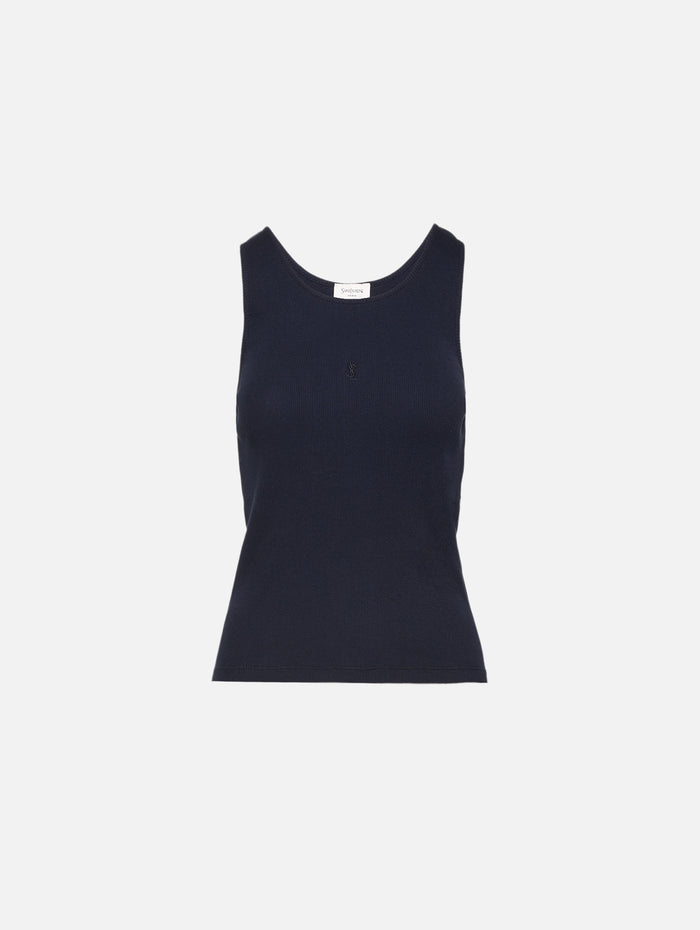 Debardeur Broderie Cassandre Top,SAINT LAURENT,BLUE GREY,Image 1