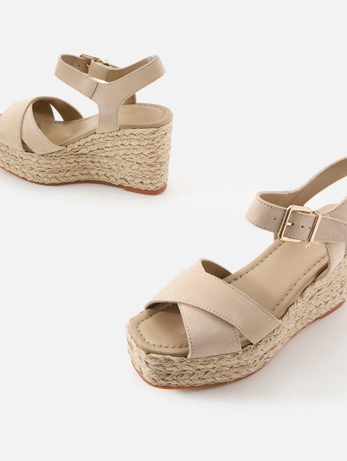 Samantha Wedge,ELYSEWALKER LABEL,BEIGE SUEDE,Image 1