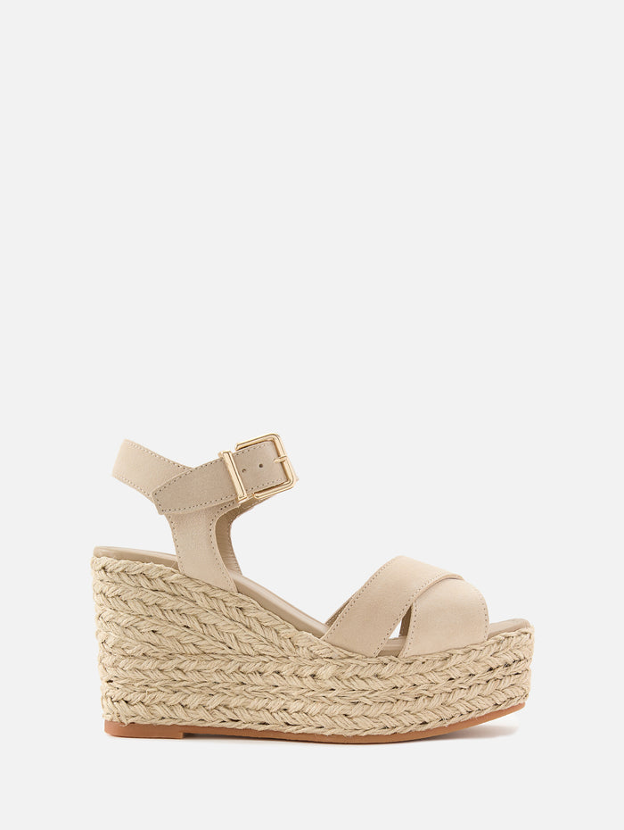 Samantha Wedge,ELYSEWALKER LABEL,BEIGE SUEDE,Image 1