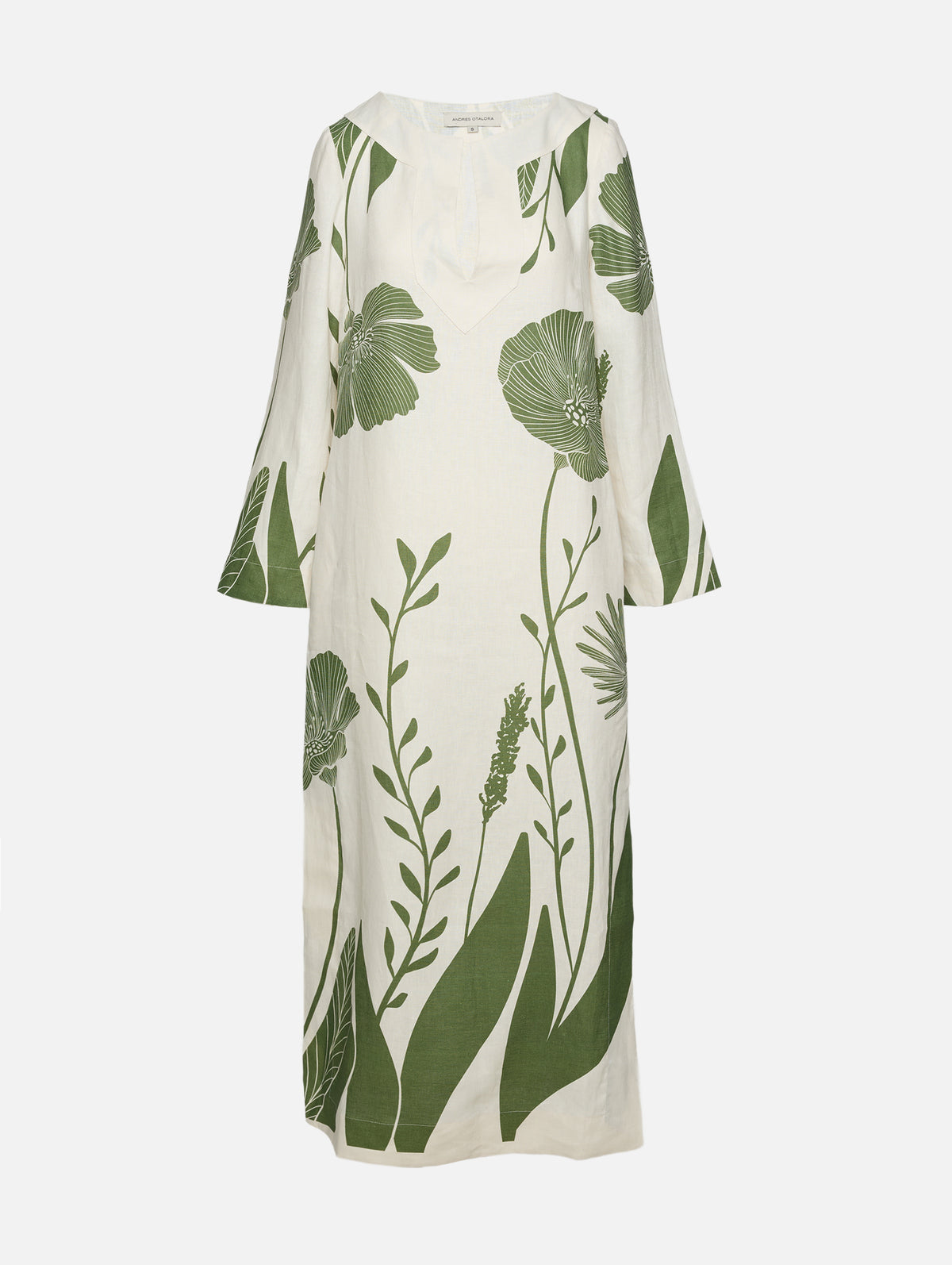 Que Energia Dress,ANDRES OTALORA,GREEN FLORAL BORDER,Image 1