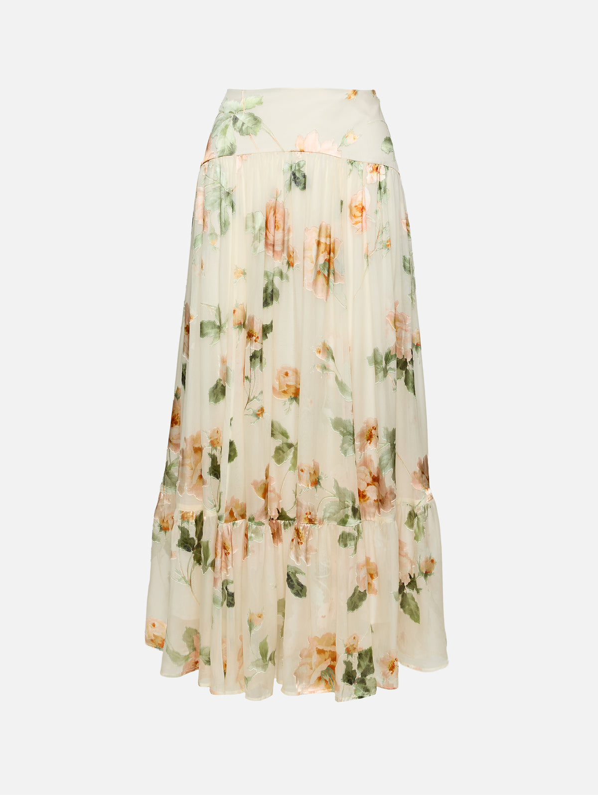 Carousel Burnout Midi Skirt,ZIMMERMANN,CREAM ROSE,Image 1