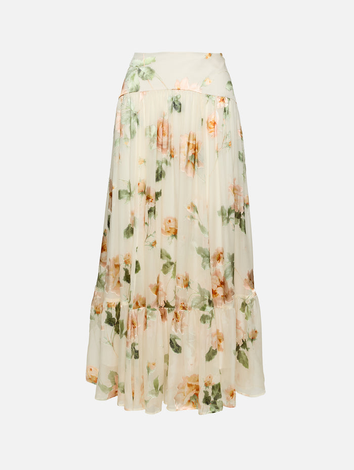 Carousel Burnout Midi Skirt,ZIMMERMANN,CREAM ROSE,Image 1