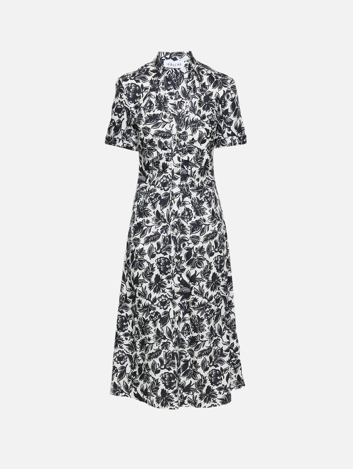 Noor Dress In Floral Dress,CALLAS MILANO,BLACK WHITE,Image 1