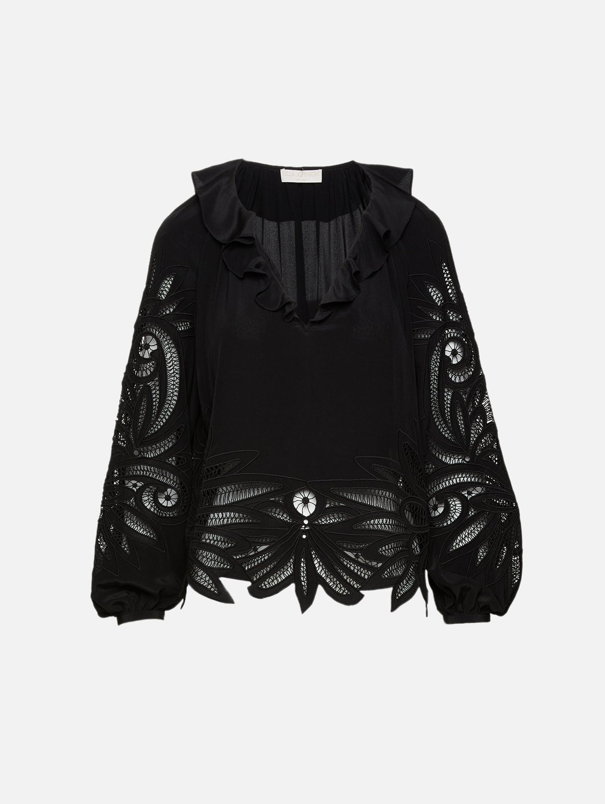 Adonis Silk Applique Blouse,ULLA JOHNSON,NOIR,Image 1