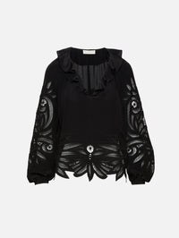 Adonis Silk Applique Blouse,ULLA JOHNSON,NOIR,Image 1