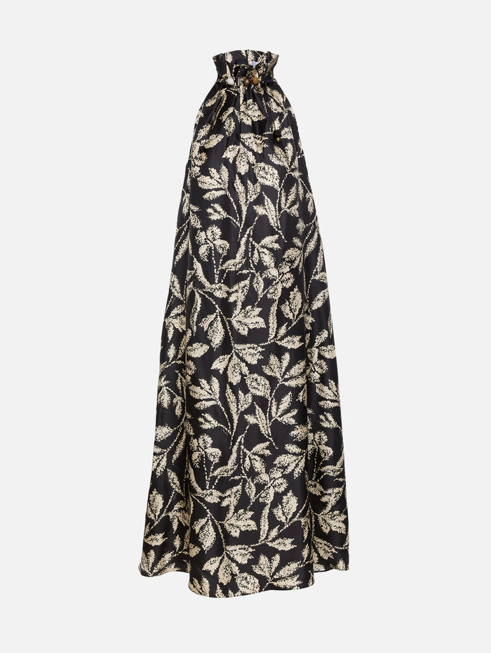 High Neck Dress,MAX MARA,BLACK LEAVE,Image 1