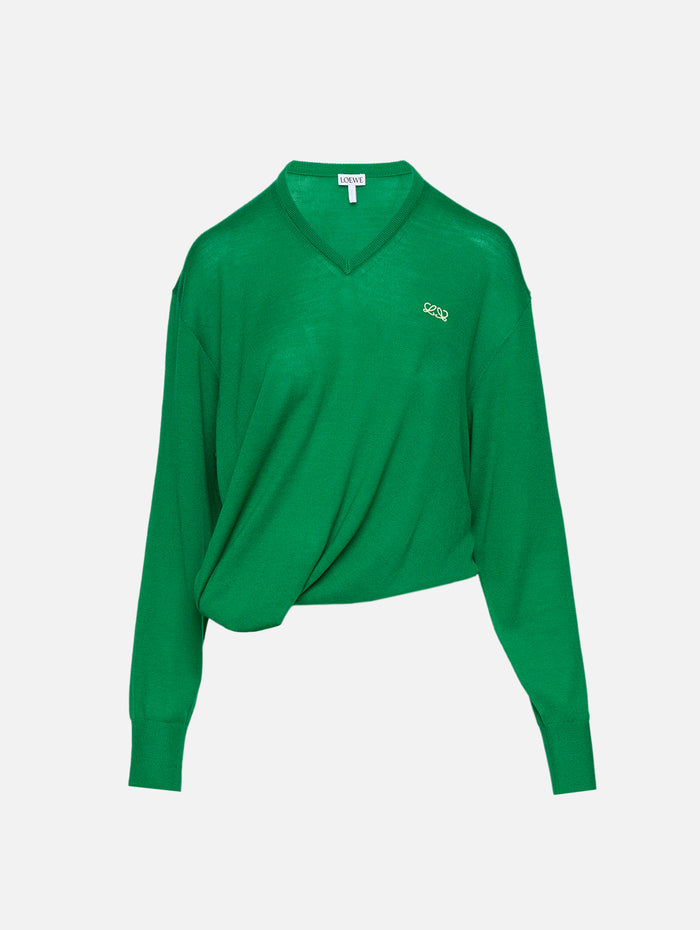 Draped Sweater,LOEWE,GREEN,Image 1