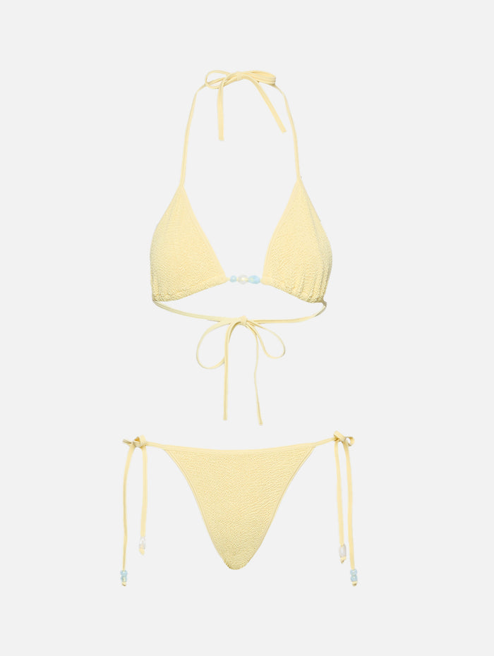 Gina Beaded Bikini,HUNZA G,BUTTER,Image 1