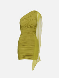 One Shoulder Chiffon Dress,MIMCHIK,OLIVE,Image 2