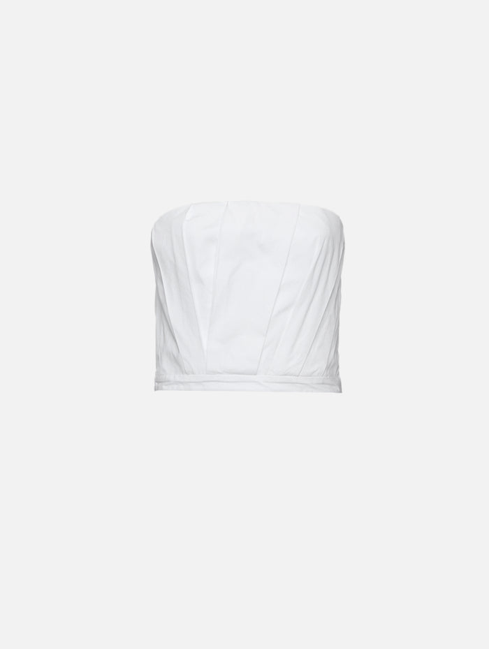 Pleated Bustier Top,TWP,WHITE,Image 1