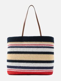 Summer Project Striped Tote,MIU MIU,BLUE NATURAL,Image 2