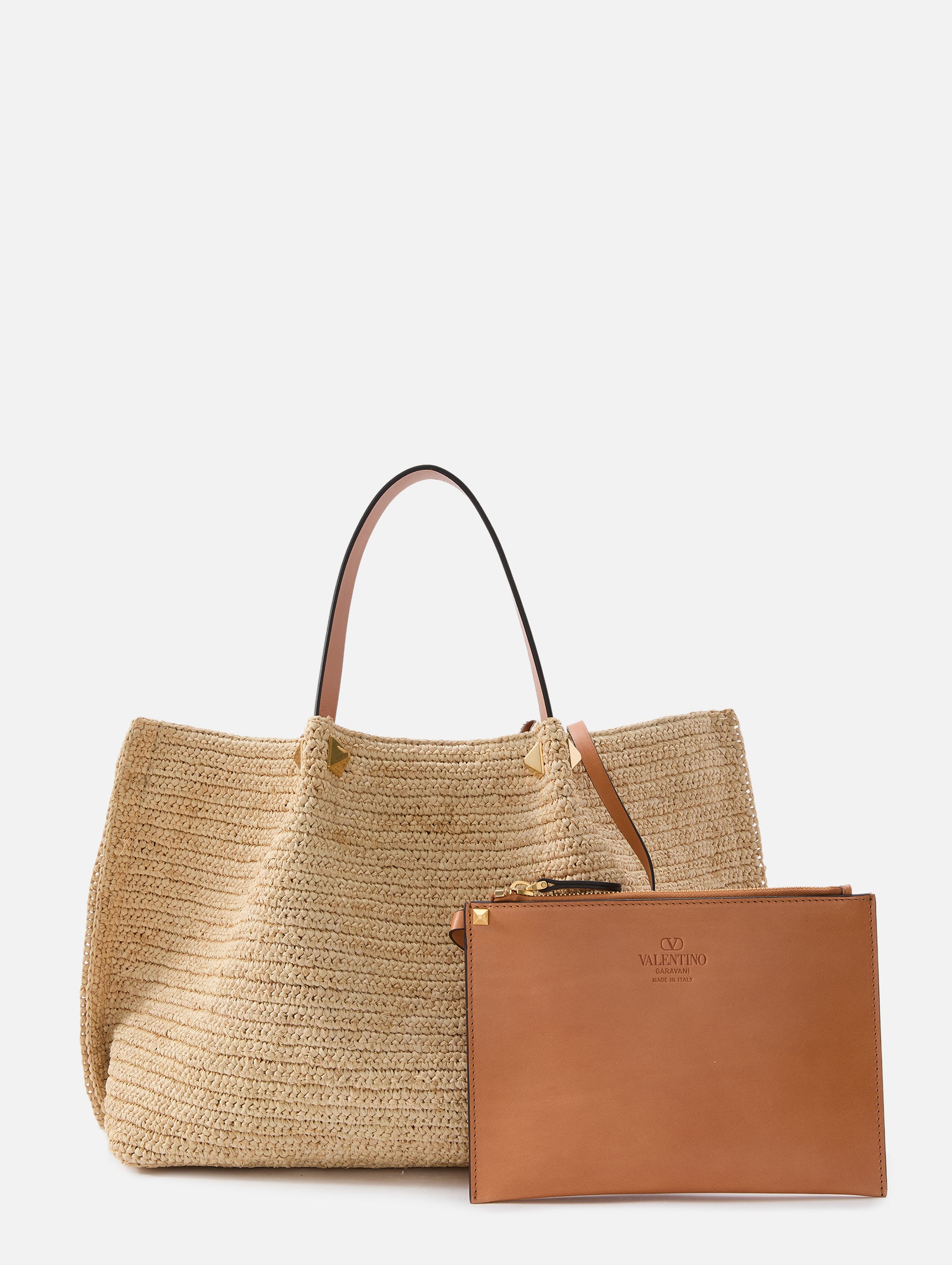 新品未使用★VALENTINO最高級ライン★Vゴールド★リネン★プルオーバー Medium Raffia V Logo Tote | VALENTINO GARAVANI | elysewalker