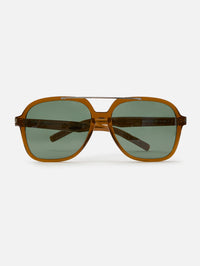 Geometric Aviator Sunglasses,KERING EYE- SAINT LAURENT,BROWN,Image 1