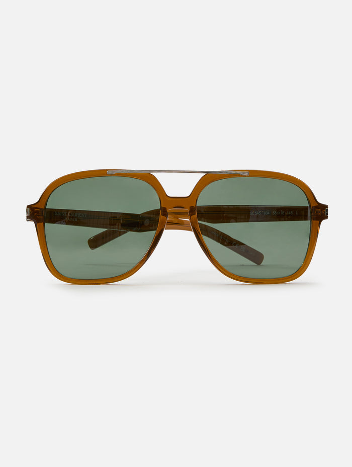 Geometric Aviator Sunglasses,KERING EYE- SAINT LAURENT,BROWN,Image 1