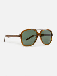 Geometric Aviator Sunglasses,KERING EYE- SAINT LAURENT,BROWN,Image 2