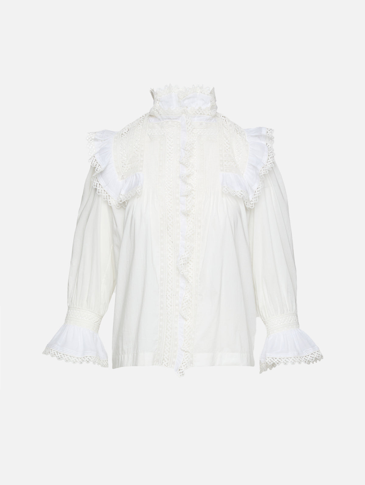 Cotton Voile Blouse,SAINT LAURENT,CHALK,Image 1