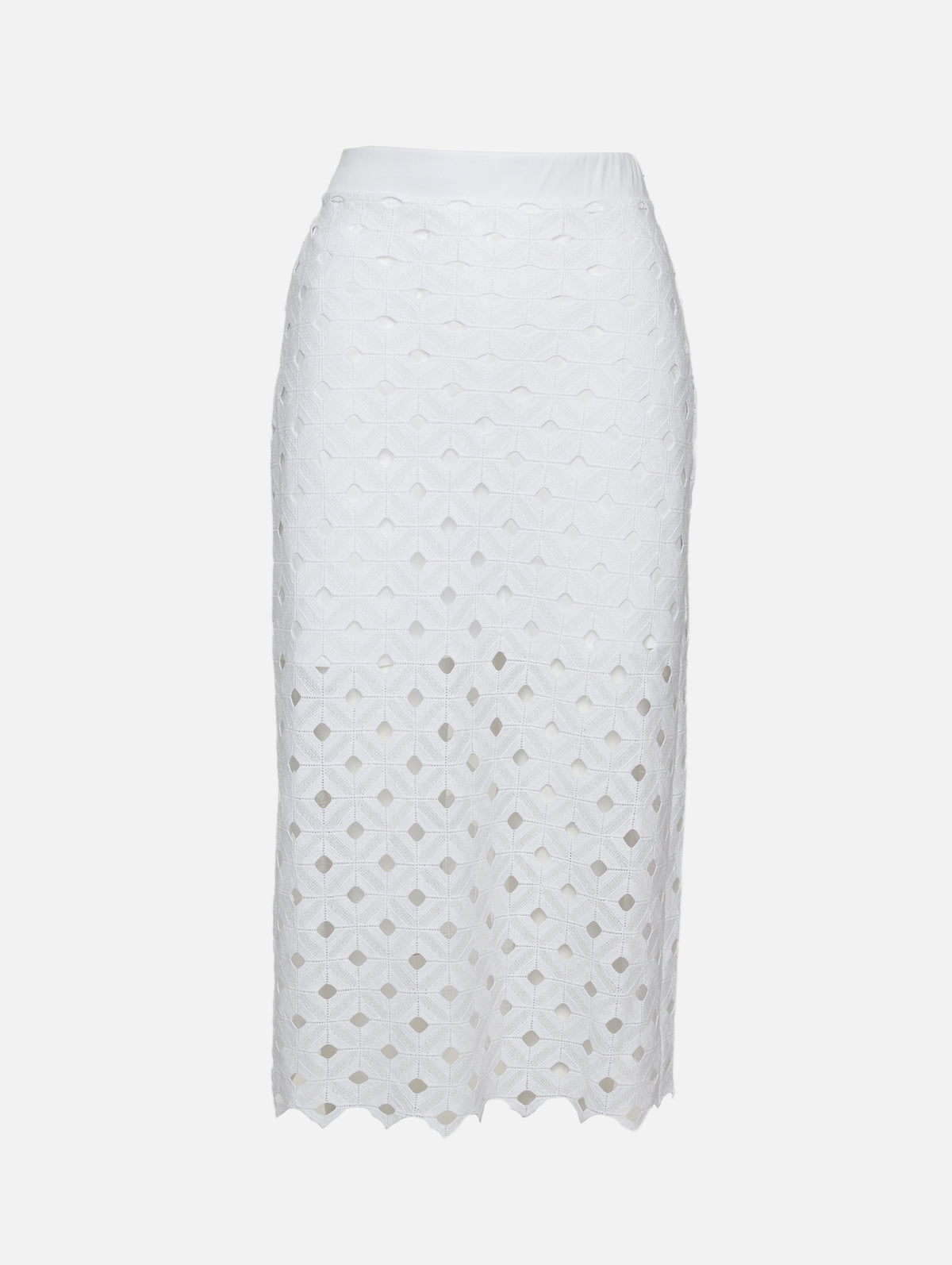 Eyelit Skirt,MAX MARA,OPTICAL WHITE,Image 1