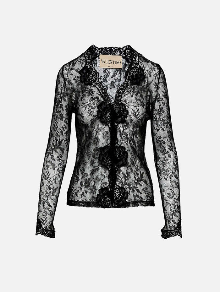 Lace Cardigan,VALENTINO GARAVANI,NERO,Image 1