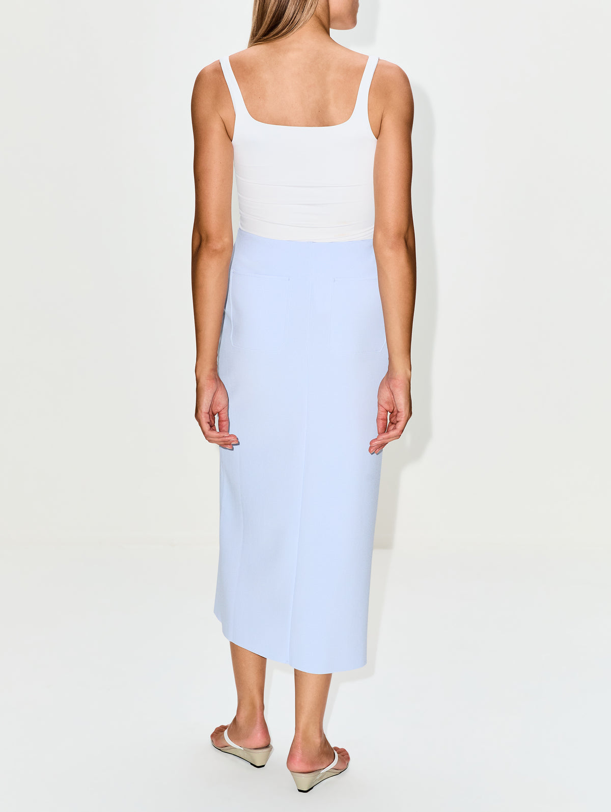 Button Wrap Skirt,BIRROT,BABY BLUE,Image 4
