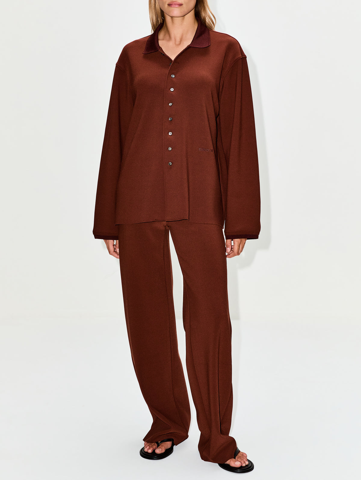 Rib Collar Shirt,BIRROT,BRICK,Image 2