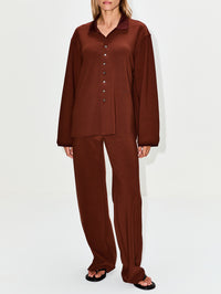 Rib Collar Shirt,BIRROT,BRICK,Image 2