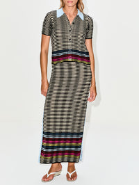 Wave Knit Polo Shirt,CHRISTOPHER JOHN ROGERS,BLACK MULTI,Image 2